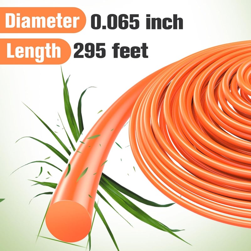 PLUSINTO String Trimmer Line .065", 295 Feet Weed Eater String, Round Trimmer Line for Universal Replacement, Orange Premium Nylon String Trimmer Line for Light Grass&Weeds - Image 2